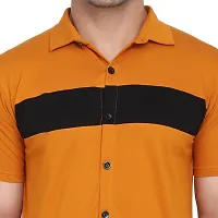 Stylish Mustard Cotton Blend Short Sleeves Regular Fit Casual Shirt For Men-thumb4