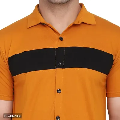 Stylish Mustard Cotton Blend Short Sleeves Regular Fit Casual Shirt For Men-thumb5