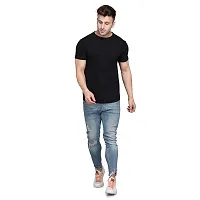 Stylish Cotton Blend Black Solid Tees For Men-thumb4