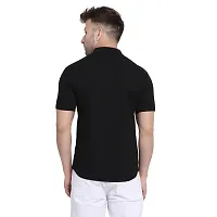 Stylish Black Cotton Blend Short Sleeves Regular Fit Casual Shirt For Men-thumb1