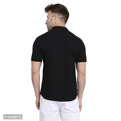 Stylish Black Cotton Blend Short Sleeves Regular Fit Casual Shirt For Men-thumb2