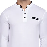 Stylish White Cotton Blend Long Sleeves Solid T-Shirt For Men-thumb4