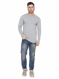 Stylish Cotton Blend Silver Solid Tees For Men-thumb4