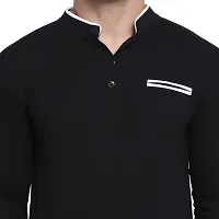Stylish Black Cotton Blend Long Sleeves Solid T-Shirt For Men-thumb4