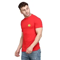 Stylish Red Cotton Blend Short Sleeves Solid T-Shirt For Men-thumb2