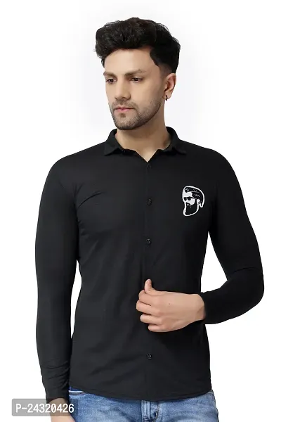 Stylish Black Cotton Blend Long Sleeves Regular Fit Casual Shirt For Men