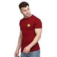 Stylish Maroon Cotton Blend Short Sleeves Solid T-Shirt For Men-thumb2