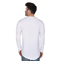 Stylish White Cotton Blend Long Sleeves Solid T-Shirt For Men-thumb1