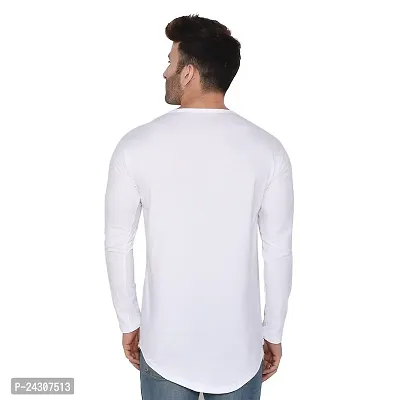 Stylish White Cotton Blend Long Sleeves Solid T-Shirt For Men-thumb2