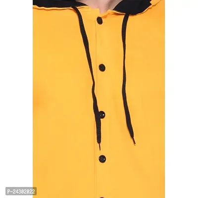 Stylish Yellow Cotton Blend Solid Long Sleeves Hoodies For Men-thumb5