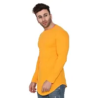 Stylish Yellow Cotton Blend Long Sleeves Solid T-Shirt For Men-thumb2