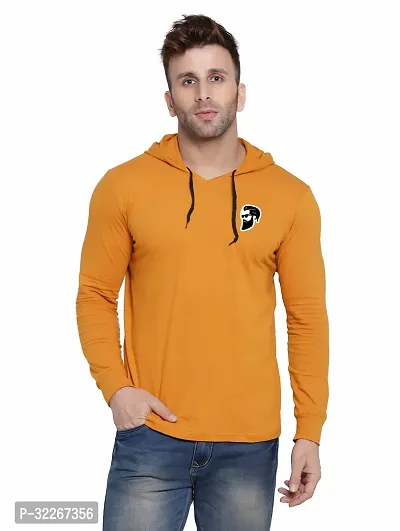 Stylish Cotton Blend Golden Solid Tees For Men-thumb0