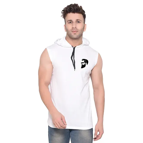 Stylish Blend Solid Sleeveless Hoodies For Men