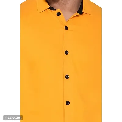 Stylish Yellow Cotton Blend Long Sleeves Regular Fit Casual Shirt For Men-thumb4