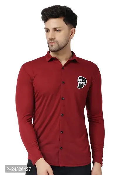 Stylish Maroon Cotton Blend Long Sleeves Regular Fit Casual Shirt For Men