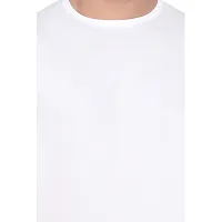 Stylish White Cotton Blend Sleeveless Solid T-Shirt For Men-thumb3