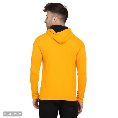 Stylish Yellow Cotton Blend Solid Long Sleeves Hoodies For Men-thumb2