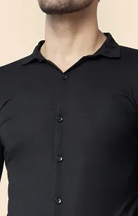 Stylish Black Cotton Blend Long Sleeves Regular Fit Casual Shirt For Men-thumb4