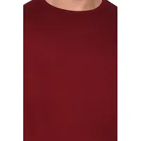 Stylish Maroon Cotton Blend Long Sleeves Solid T-Shirt For Men-thumb4