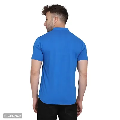 Stylish Blue Cotton Blend Short Sleeves Regular Fit Casual Shirt For Men-thumb2