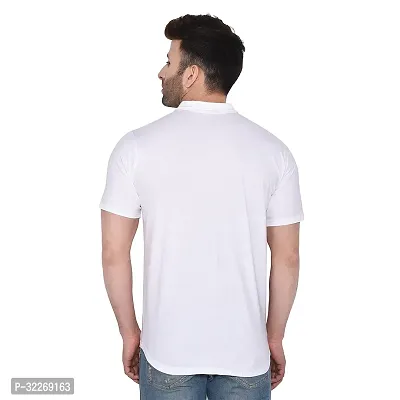 Stylish White Cotton Blend Solid Short Sleeves Shirt For Men-thumb2