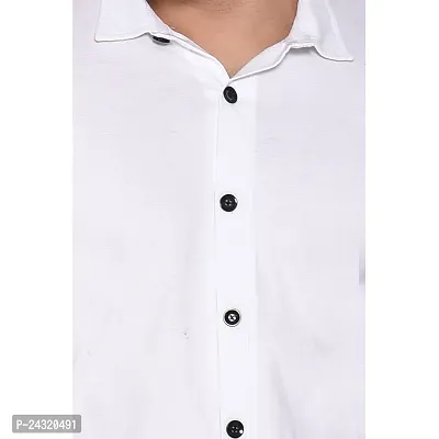 Stylish White Cotton Blend Long Sleeves Regular Fit Casual Shirt For Men-thumb4