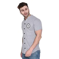 Stylish Silver Cotton Blend Short Sleeves Regular Fit Casual Shirt For Men-thumb2