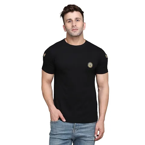 Stylish Cotton Blend Short Sleeves Solid T-Shirt For Men