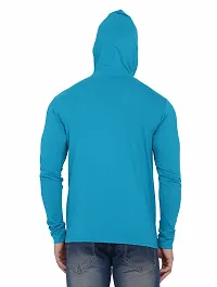 Stylish Turquoise Cotton Blend Solid Long Sleeves Hoodies For Men-thumb1