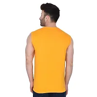 Stylish Yellow Cotton Blend Sleeveless Solid T-Shirt For Men-thumb1