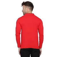 Stylish Red Cotton Blend Long Sleeves Solid T-Shirt For Men-thumb1