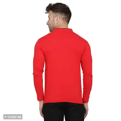 Stylish Red Cotton Blend Long Sleeves Solid T-Shirt For Men-thumb2