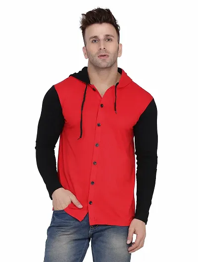 Stylish Cotton Blend Solid Long Sleeves Hoodies For Men