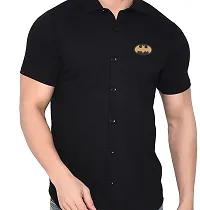 Stylish Black Cotton Blend Solid Short Sleeves Shirt For Men-thumb3