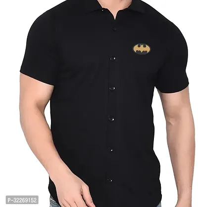 Stylish Black Cotton Blend Solid Short Sleeves Shirt For Men-thumb4