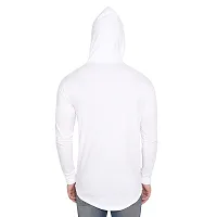 Stylish White Cotton Blend Solid Long Sleeves Hoodies For Men-thumb1