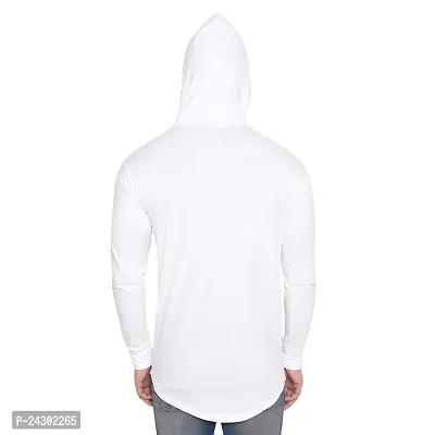 Stylish White Cotton Blend Solid Long Sleeves Hoodies For Men-thumb2