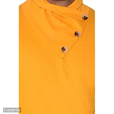 Stylish Yellow Cotton Blend Long Sleeves Solid T-Shirt For Men-thumb5