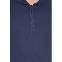 Stylish Navy Blue Cotton Blend Solid Sleeveless Hoodies For Men-thumb3