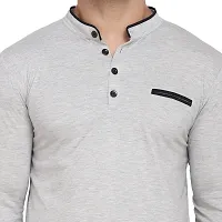 Stylish Silver Cotton Blend Long Sleeves Solid T-Shirt For Men-thumb4