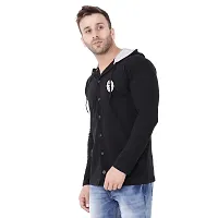 Trendy Black Cotton Blend Solid Hoodies For Men-thumb2