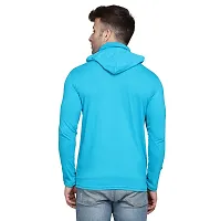 Stylish Turquoise Cotton Blend Solid Long Sleeves Hoodies For Men-thumb1