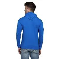 Stylish Blue Cotton Blend Solid Long Sleeves Hoodies For Men-thumb1