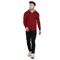 Stylish Maroon Cotton Blend Solid Long Sleeves Hoodies For Men-thumb3