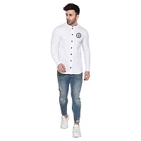 Stylish White Cotton Blend Long Sleeves Regular Fit Casual Shirt For Men-thumb3