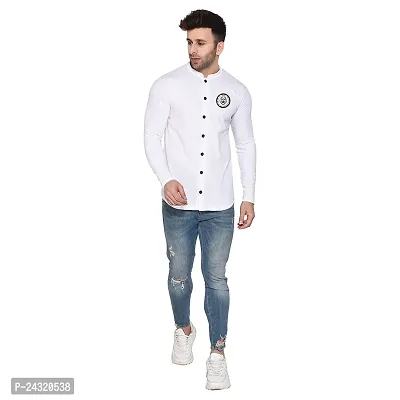 Stylish White Cotton Blend Long Sleeves Regular Fit Casual Shirt For Men-thumb4