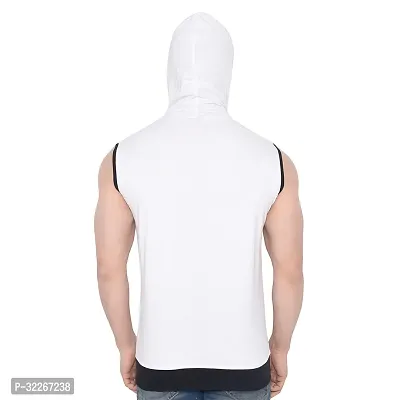 Stylish Cotton Blend White Solid Tees For Men-thumb2