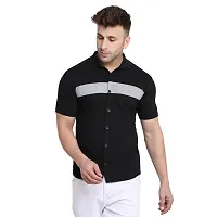 Stylish Black Cotton Blend Short Sleeves Regular Fit Casual Shirt For Men-thumb2