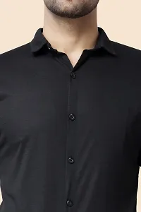 Stylish Black Cotton Blend Short Sleeves Regular Fit Casual Shirt For Men-thumb3