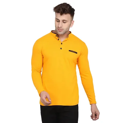 Stylish Blend Long Sleeves Solid T-Shirt For Men